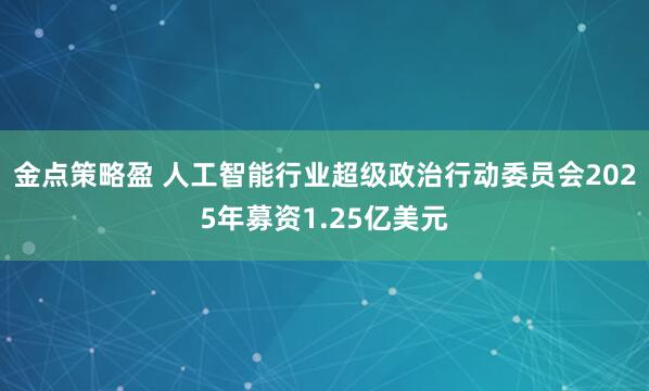 金点策略盈 人工智能行业超级政治行动委员会2025年募资1.25亿美元