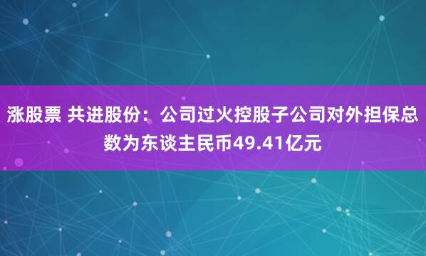 涨股票 共进股份：公司过火控股子公司对外担保总数为东谈主民币49.41亿元