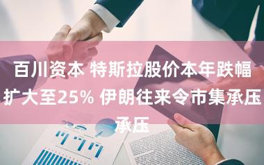 百川资本 特斯拉股价本年跌幅扩大至25% 伊朗往来令市集承压